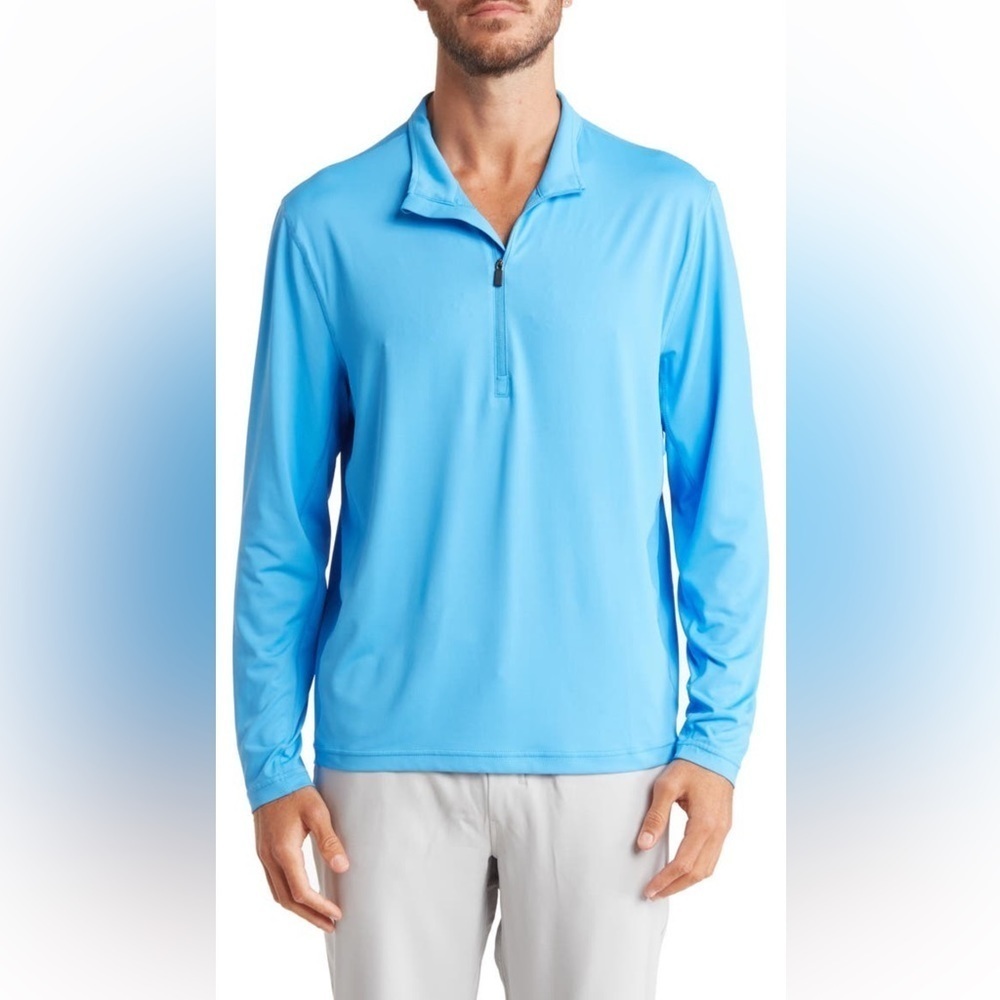 Sosik Mens Quarter Zip Golf Pullover Sz XL NWT Light Blue